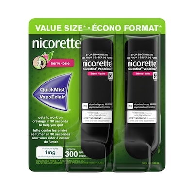 Nicorette VapoÉclair Baie, 1 mg (aide de renoncement au tabac), emballage duo 1 ea, 36,50 $/1ch