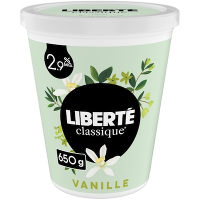 Liberté Yogourt traditionnel onctueux Classique 2,9 %, vanille 650 g, 0,54 $/100g