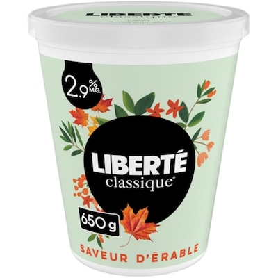 Liberté Yogourt Classique 2,9 %, érable 650 g, 0,54 $/100g