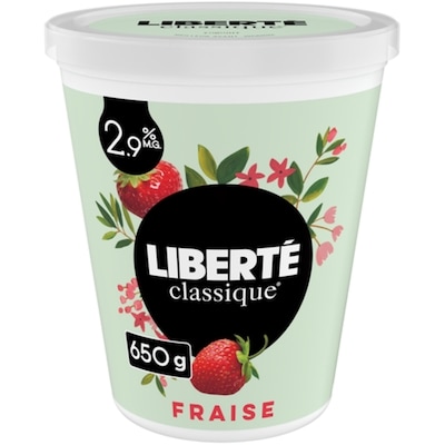 Liberté Yogourt traditionnel onctueux Classique 2,9 %, fraises 650 g, 0,54 $/100g