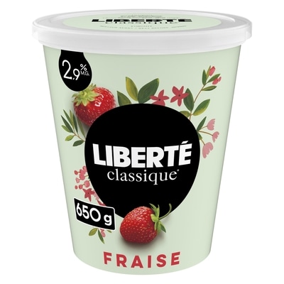 Liberté Yogourt traditionnel onctueux Classique 2,9 %, fraises 650 g, 0,74 $/100g