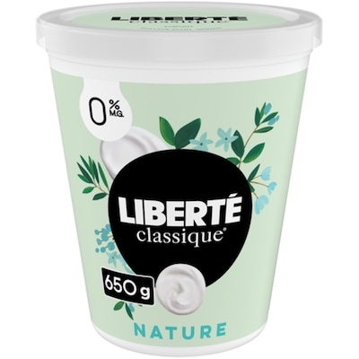 Liberté Yogourt traditionnel onctueux Classique 0 %, nature 650 g, 0,54 $/100g