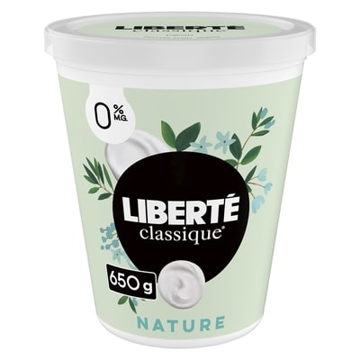 Liberté Yogourt traditionnel onctueux Classique 0 %, nature 650 g, 0,74 $/100g