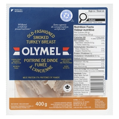 Olymel Smoked Turkey Breast Old Fashioned 400 g, $3.25/100g