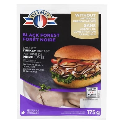 Olymel Smoked Turkey Breast Black Forest 175 g, $4.00/100g