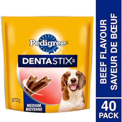 Pedigree Dentastix Oral Care Beef Flavour Adult Dog Treats For Medium Breeds 972 g, $1.95/100g
