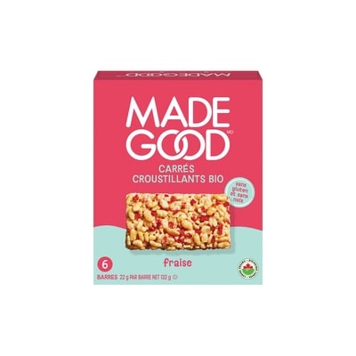 Made Good Carrés croustillants aux fraises Boîte de 6 barres 132 g, 3,02 $/100g