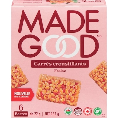 Made Good Carrés croustillants aux fraises  132 g, 3,03 $/100g