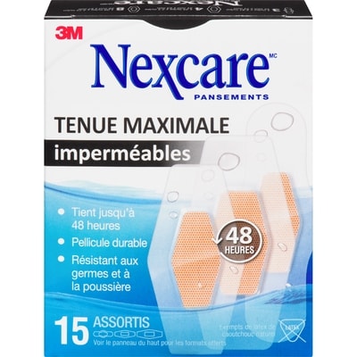 Nexcare Pansements imperméables Max Hold 15 ea, 0,40 $/1ch