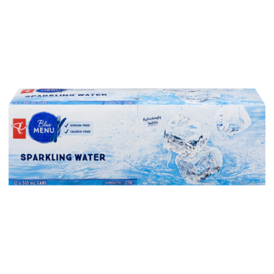 PC Blue Menu Sparkling Water, case 12x355.0 ml, $0.13/100ml