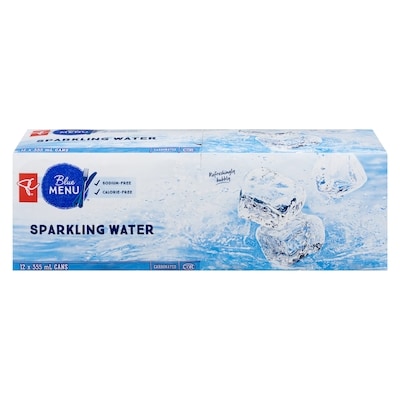 PC Blue Menu Sparkling Water, case 12x355.0 ml, $0.13/100ml