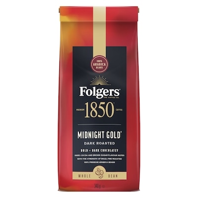 1850 Coffee, Midnight Gold Whole Bean  Dark Roast  340 g, $3.82/100g