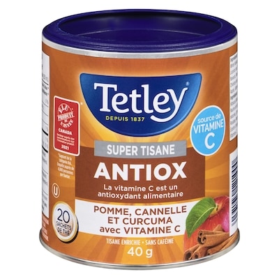 Tetley Super tisane antioxydante avec pomme, cannelle, curcuma et vitamine C 20 g, 0,25 $/1ch