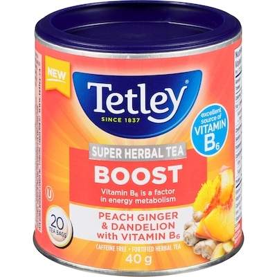 Tetley Super Herbal Tea-Boost Peach Ginger Dan with Vitamin B6 40 g, $0.22/1ea