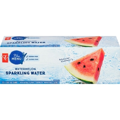 PC Blue Menu Watermelon Sparkling Water 12x355.0 ml, $0.13/100ml