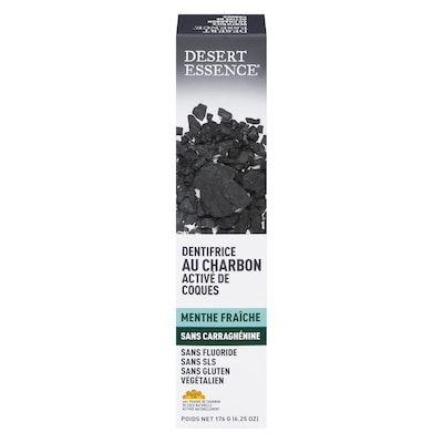 Desert Essence Dentifrice au charbon actif et à la menthe fraîche 184.84 ml, 3,78 $/100ml