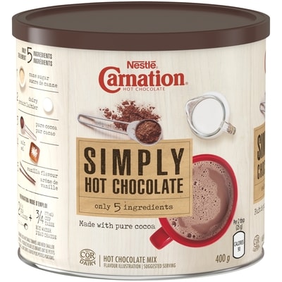 Carnation Simply Hot Chocolate, Canister 400 g, $1.82/100g