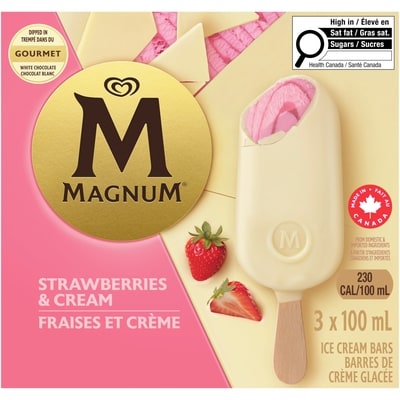 Magnum Barre de Crème Glacée Fraises et Crème avec du cacao certifié Rainforest Alliance 300 ml, 2,33 $/100ml