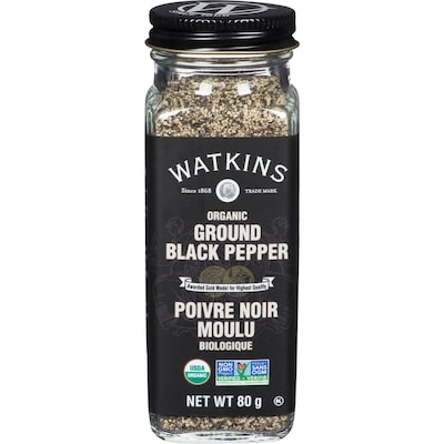 Watkins Ground Black Pepper Organic 80 g, $9.99/100g