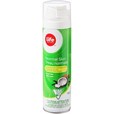 Life Gel à raser pour peau normale, parfum de noix de coco 200 ml, 1,65 $/100ml
