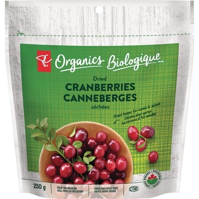 PC Organics Dried Cranberries 250 g, $4.40/100g