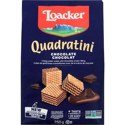 Loacker Cookies, Quadratini Bite Size Wafer  Chocolate 250 g, $2.40/100g