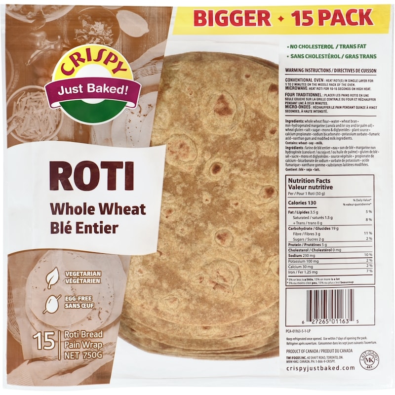 Roti Wrap Whole Wheat, 15pieces