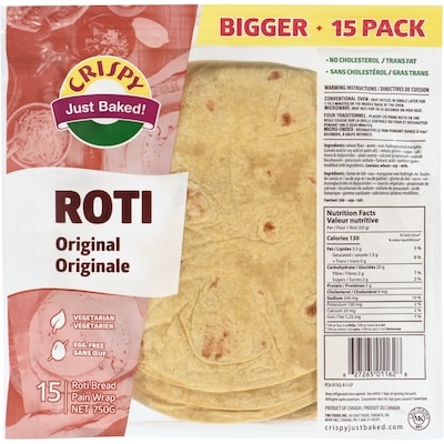 Crispy Roti Wrap Original, 15pieces 750 g, $0.40/100g