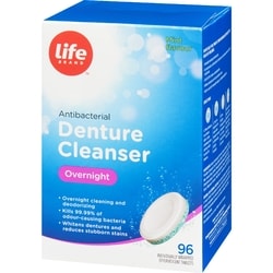 Life Brand Denture Cleansers Overnight, Mint Flavour - 96 ea
