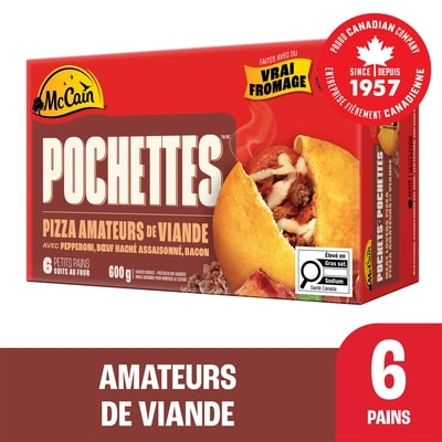 McCain Pizza Pochettes Amateurs de viande paquet de 6 600 g, 1,17 $/100g