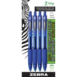 Zebra Z-Grip 4-Pack Blue Ink 4x1.0 ea, $1.00/1ea