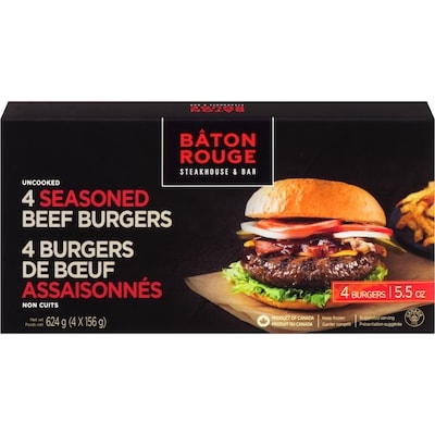 Bâton Rouge 4 burgers de bœuf 624 g, 2,24 $/100g