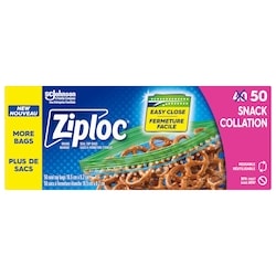 Ziploc Sacs à collation Emballage de 50 40 ea, 0,14 $/1ch