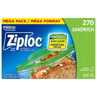 Ziploc Sacs à sandwich Emballage de 270 270 ea, 0,04 $/1ch