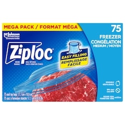 Ziploc Freezer Bags Medium, with Stay Open Technology 75 ea, $0.19/1ea