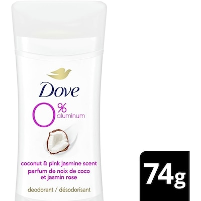 Dove Aluminum Free Déodorant Stick, Coconut & Pink Jasmine Scent 74 g, $12.15/100g