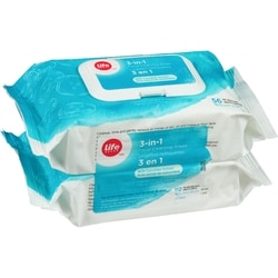 Life Brand 3-In-1 Facial Cleansing Wipes, With Cucumber Extract