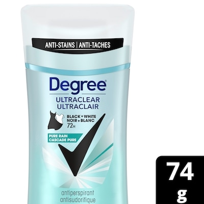 Degree Anti-Traces Blanches & Taches Jaunes, Antisudorifique en Bâton Black+White, Cascade Pure 74 g, 12,15 $/100g
