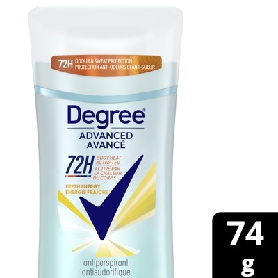 Degree Advanced Antiperspirant Fresh Energy 74 g, $10.53/100g