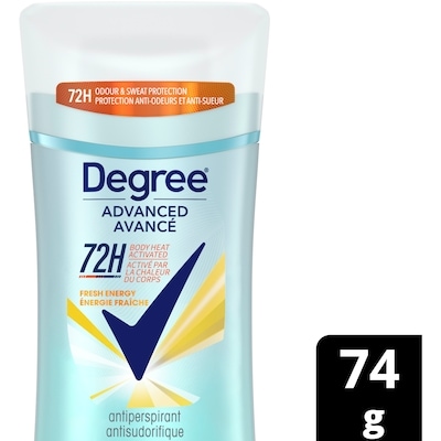 Degree Advanced Antisudorifique en Bâton pour 72 h de protection contre les odeurs et la transpiration Énergie Fraîche avec technologie MotionSense® 74 g, 12,15 $/100g