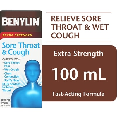 Benylin Sore Throat Cough Syrup 100 ml, $11.50/100ml