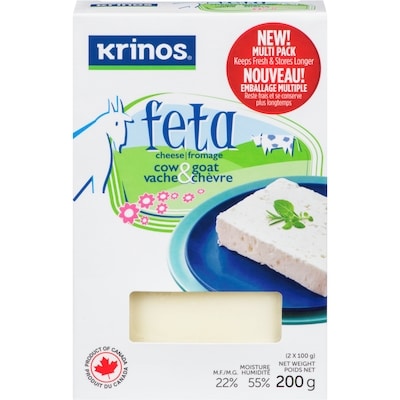 Krinos Fromage féta au lait de vache et de chèvre   200 g, 3,50 $/100g