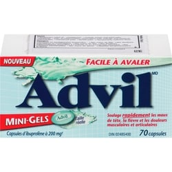 Advil Mini gélules d’ibuprofène 200 mg 70 gélules 70 ea, 0,23 $/1ch