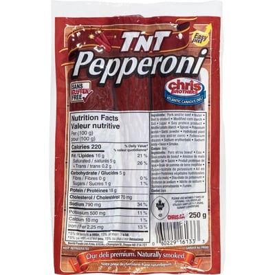 Chris Brothers TNT Pepperoni 250 g, $2.52/100g
