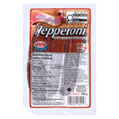 Chris Brothers Mild Pepperoni 250 g, $2.52/100g
