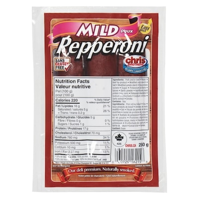 Chris Brothers Pepperoni doux 250 g, 2,52 $/100g