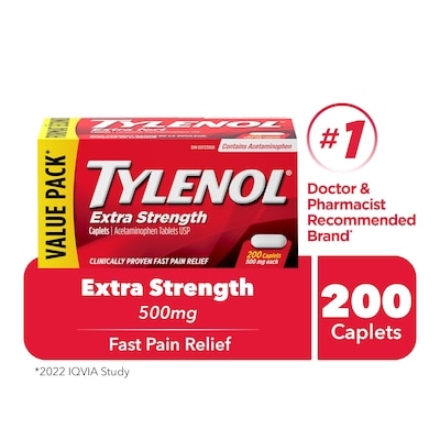 Tylenol Extra Strength Caplet 200 ea, $0.11/1ea