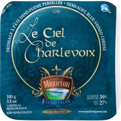 null M.F. 27% Semi-Soft, Blue-Veined Cheese  100 g, $8.00/100g