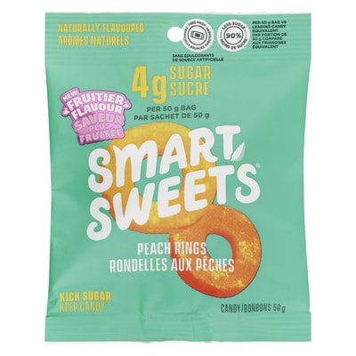 Smart Sweets Peach Rings 50 g, $8.98/100g