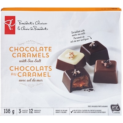 President's Choice Chocolate Caramels with Sea Salt 158 g, $3.79/100g